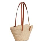CELINE CLASSIC PANIER SMALL BRAIDED TRIOMPHE IN RAFFIA AND CALFSKIN