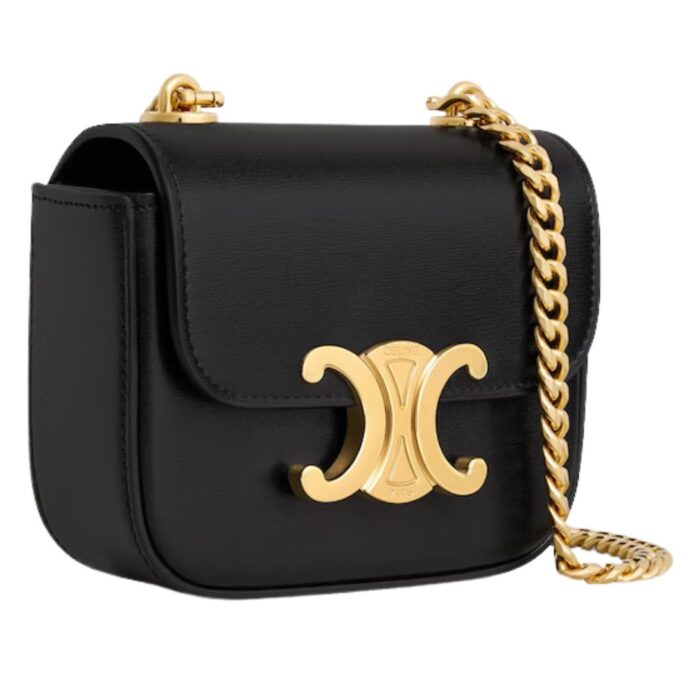 CELINE MINI CHAIN CLAUDE IN SHINY CALFSKIN BLACK