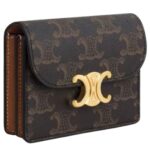 CELINE BUSINESS CARD HOLDER TRIOMPHE IN TRIOMPHE CANVAS AND LAMBSKIN