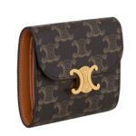 CELINE SMALL FLAP WALLET TRIOMPHE IN TRIOMPHE CANVAS TAN
