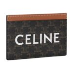 CELINE CARD HOLDER IN TRIOMPHE CANVAS WITH CELINE PRINT TAN