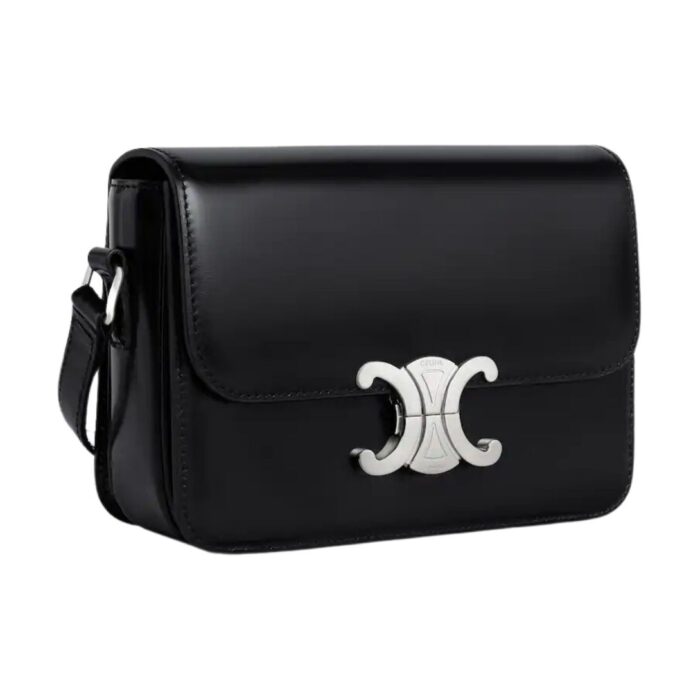 CELINE TEEN TRIOMPHE BAG IN SHINY CALFSKIN BLACK