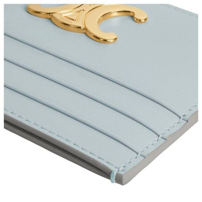 CELINE CARD HOLDER TRIOMPHE IN SHINY CALFSKIN ICE BLUE