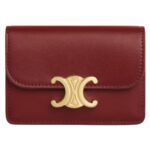 CELINE CARD HOLDER WITH FLAP TRIOMPHE IN SHINY CALFSKIN OAT BEIGE
