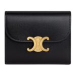 CELINE SMALL FLAP WALLET TRIOMPHE IN SHINY CALFSKIN CLOUDY GREY
