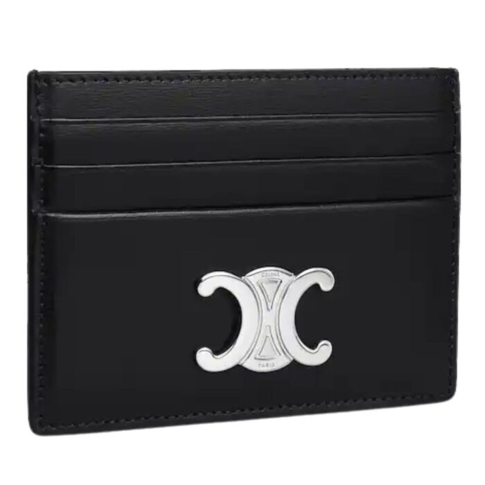 CELINE CARD HOLDER TRIOMPHE IN SHINY CALFSKIN BLACK