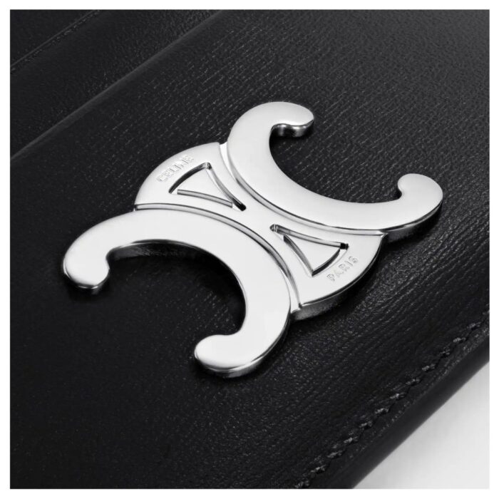 CELINE CARD HOLDER TRIOMPHE IN SHINY CALFSKIN BLACK