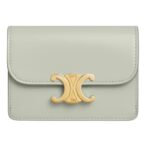 CELINE CARD HOLDER WITH FLAP TRIOMPHE IN SHINY CALFSKIN ICE BLUE