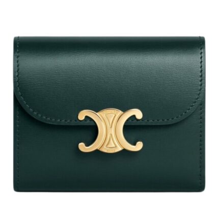 CELINE SMALL FLAP WALLET TRIOMPHE IN SHINY CALFSKIN AMAZONE