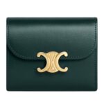 CELINE SMALL FLAP WALLET TRIOMPHE IN SHINY CALFSKIN CLOUDY GREY