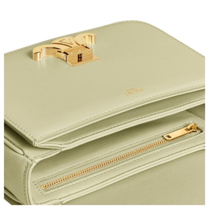 CELINE TEEN TRIOMPHE BAG IN SHINY CALFSKIN ALMOND GREEN