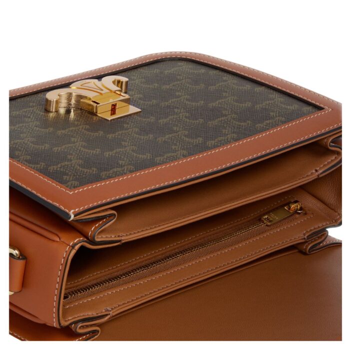 CELINE CLASSIQUE TRIOMPHE BAG IN TRIOMPHE CANVAS AND CALFSKIN
