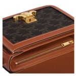 CELINE TEEN TRIOMPHE BAG IN TRIOMPHE CANVAS AND CALFSKIN TAN
