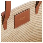 CELINE CLASSIC PANIER SMALL BRAIDED TRIOMPHE IN RAFFIA AND CALFSKIN