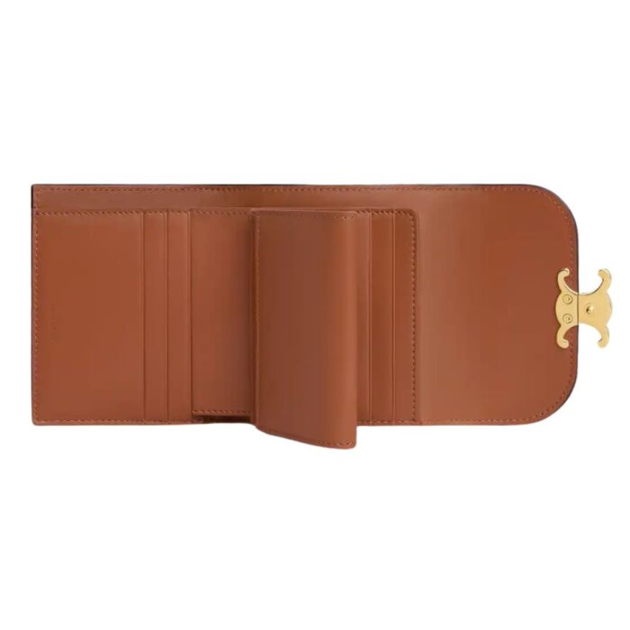 CELINE SMALL FLAP WALLET TRIOMPHE IN VICHY TEXTILE AND CALFSKIN BLACK-WHITE