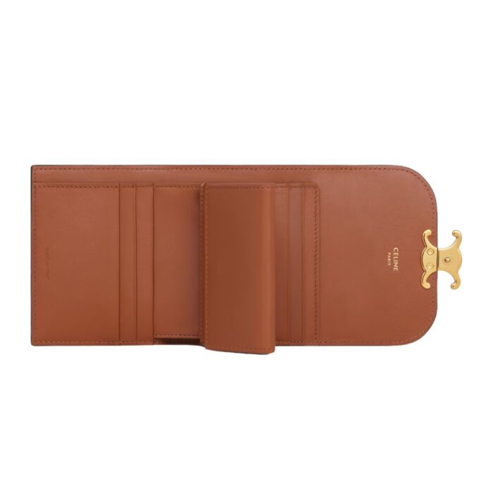 CELINE SMALL FLAP WALLET TRIOMPHE IN TRIOMPHE CANVAS TAN