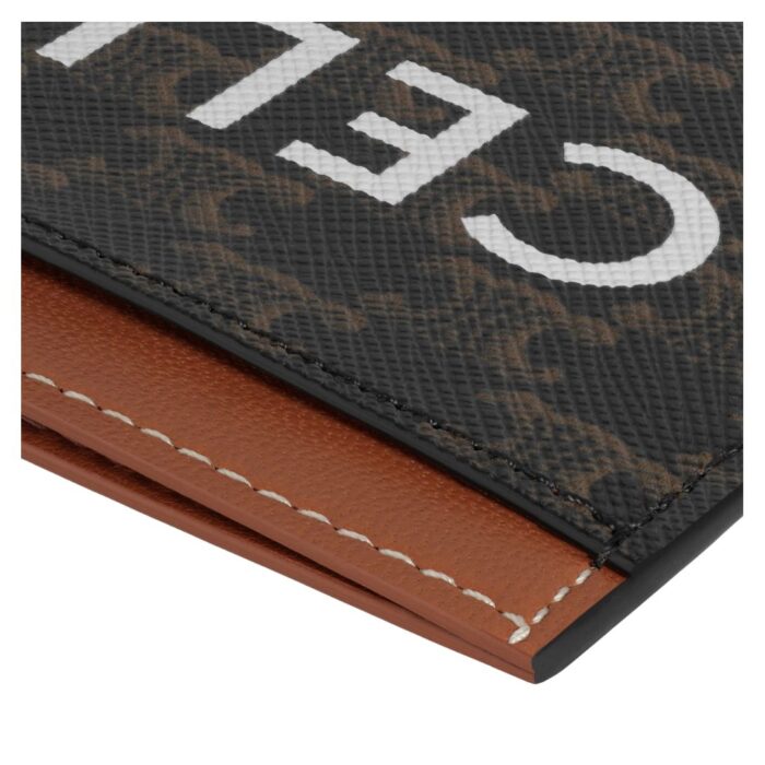 CELINE CARD HOLDER IN TRIOMPHE CANVAS WITH CELINE PRINT TAN