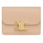CELINE CARD HOLDER WITH FLAP TRIOMPHE IN SHINY CALFSKIN ICE BLUE