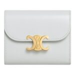 CELINE SMALL FLAP WALLET TRIOMPHE IN SHINY CALFSKIN CLOUDY GREY