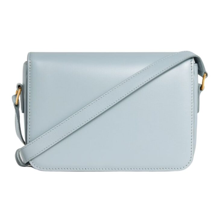 CELINE TEEN TRIOMPHE BAG IN SHINY CALFSKIN ICE BLUE