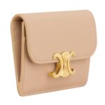 CELINE CARD HOLDER WITH FLAP TRIOMPHE IN SHINY CALFSKIN OAT BEIGE