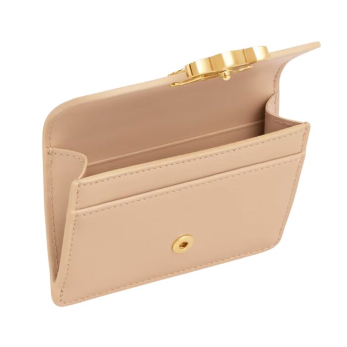 CELINE CARD HOLDER WITH FLAP TRIOMPHE IN SHINY CALFSKIN OAT BEIGE