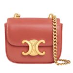 CELINE MINI CHAIN CLAUDE IN SHINY CALFSKIN LIGHT BURGUNDY