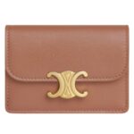 CELINE CARD HOLDER WITH FLAP TRIOMPHE IN SHINY CALFSKIN ICE BLUE