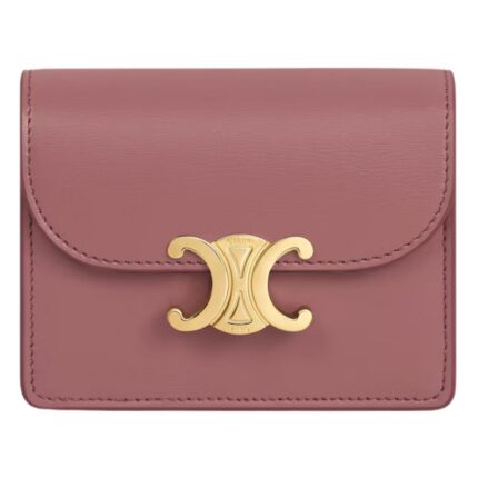 CELINE BUSINESS CARD HOLDER TRIOMPHE IN SHINY CALFSKIN VINTAGE ROSE