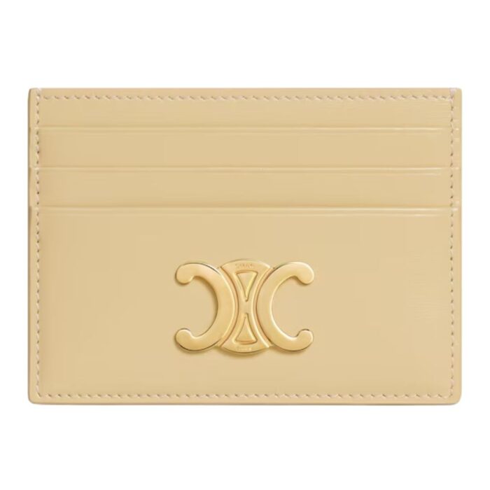 CELINE CARD HOLDER TRIOMPHE IN SHINY CALFSKIN SMOKED BROWN