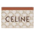 CELINE CARD HOLDER IN TRIOMPHE CANVAS WITH CELINE PRINT TAN