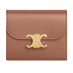 CELINE SMALL FLAP WALLET TRIOMPHE IN SHINY CALFSKIN CLOUDY GREY