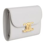 CELINE SMALL FLAP WALLET TRIOMPHE IN SHINY CALFSKIN CLOUDY GREY