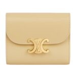 CELINE SMALL FLAP WALLET TRIOMPHE IN SHINY CALFSKIN CLOUDY GREY