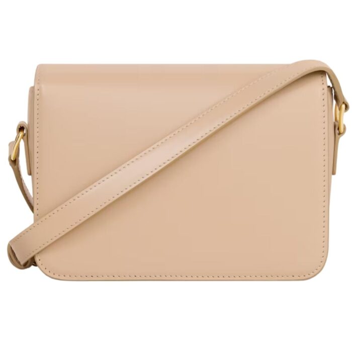 CELINE TEEN TRIOMPHE BAG IN SHINY CALFSKIN OAT BEIGE