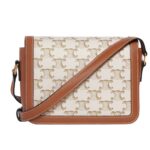 CELINE TEEN TRIOMPHE BAG IN TRIOMPHE CANVAS AND CALFSKIN WHITE