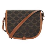 CELINE MEDIUM FOLCO BAG IN TRIOMPHE CANVAS AND CALFSKIN TAN