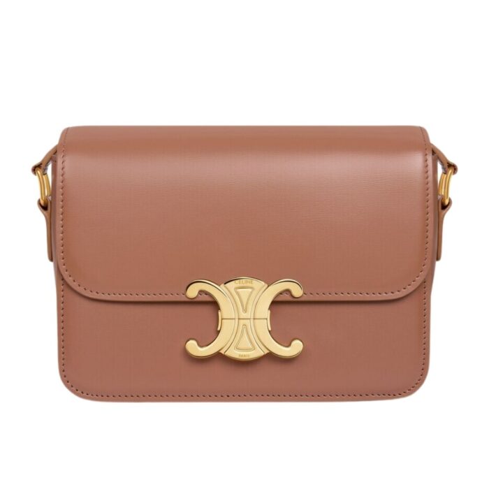 CELINE TEEN TRIOMPHE BAG IN SHINY CALFSKIN RED CANYON