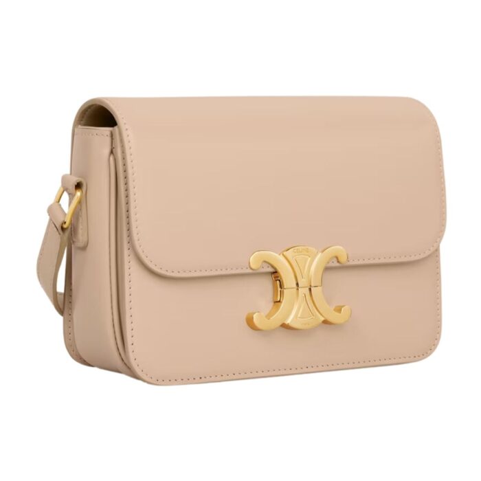 CELINE TEEN TRIOMPHE BAG IN SHINY CALFSKIN OAT BEIGE