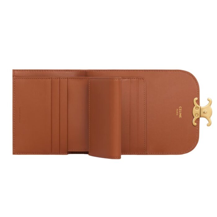 CELINE SMALL FLAP WALLET TRIOMPHE IN TRIOMPHE CANVAS WHITE-TAN