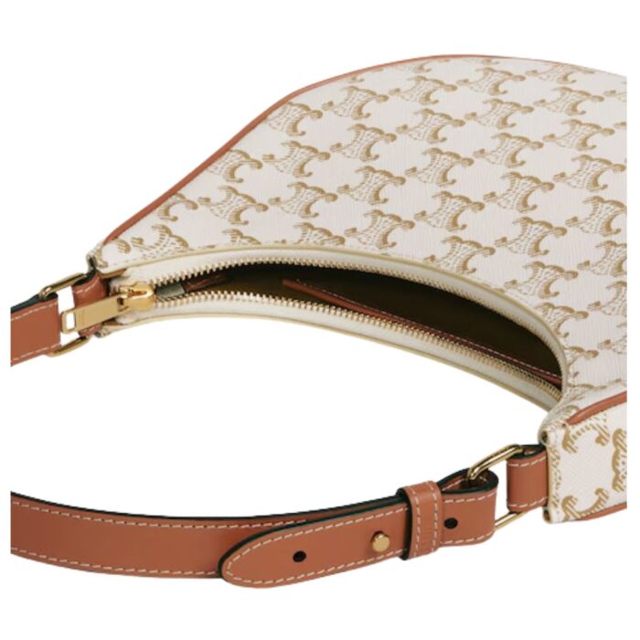 CELINE AVA BAG IN TRIOMPHE CANVAS AND CALFSKIN WHITE