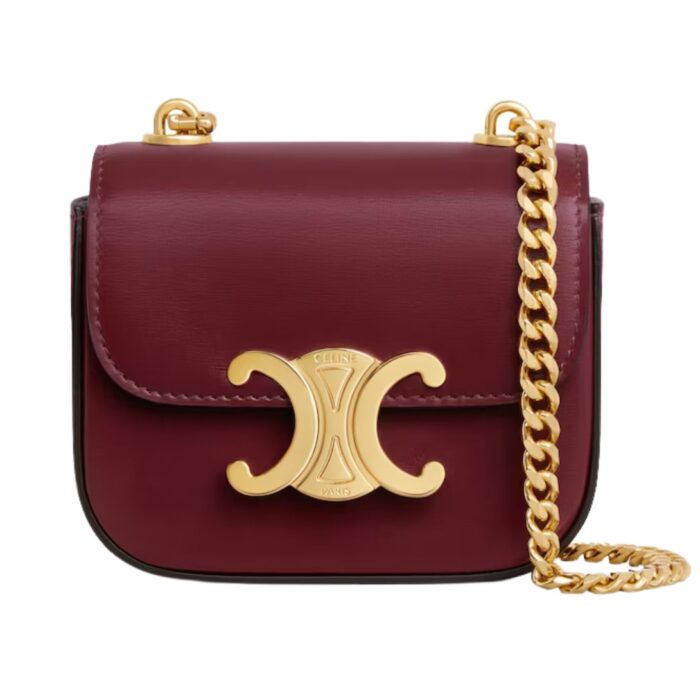 CELINE MINI CHAIN CLAUDE IN SHINY CALFSKIN BLACK
