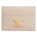 CELINE CARD HOLDER TRIOMPHE IN SHINY CALFSKIN SMOKED BROWN