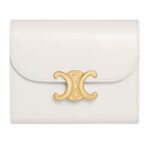 CELINE SMALL FLAP WALLET TRIOMPHE IN SHINY CALFSKIN CLOUDY GREY