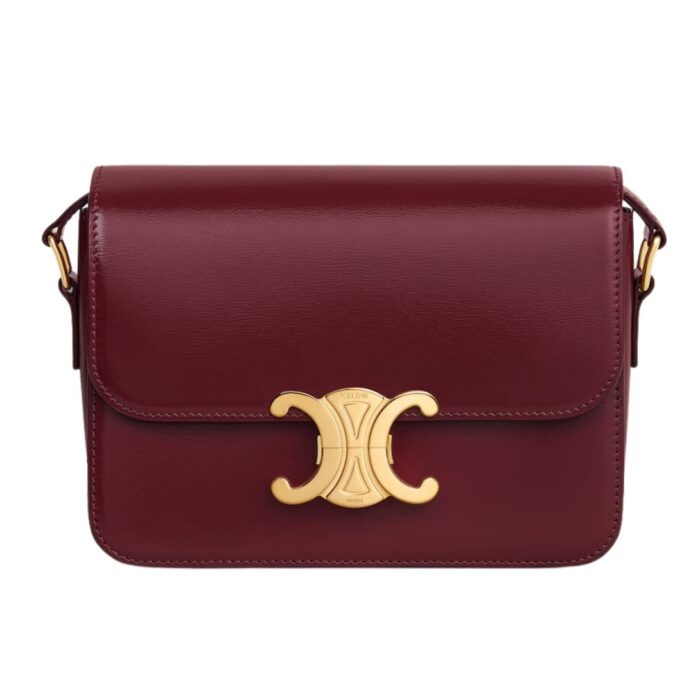 CELINE TEEN TRIOMPHE BAG IN SHINY CALFSKIN RED CANYON