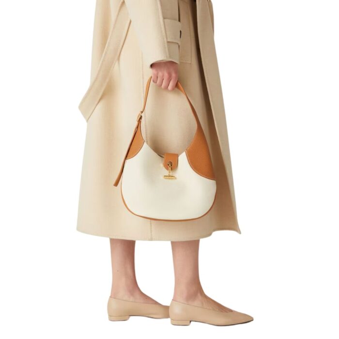 LORO PIANA MEDIUM BOBBIN BAG WHISPER WHITE-WHEAT BRAN