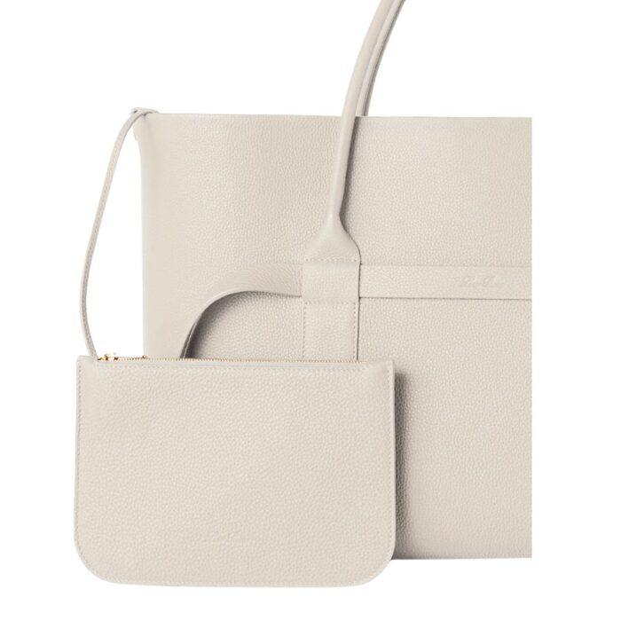 LORO PIANA LARGE GHIERA SHOPPER LIGHT TRAVERTINE