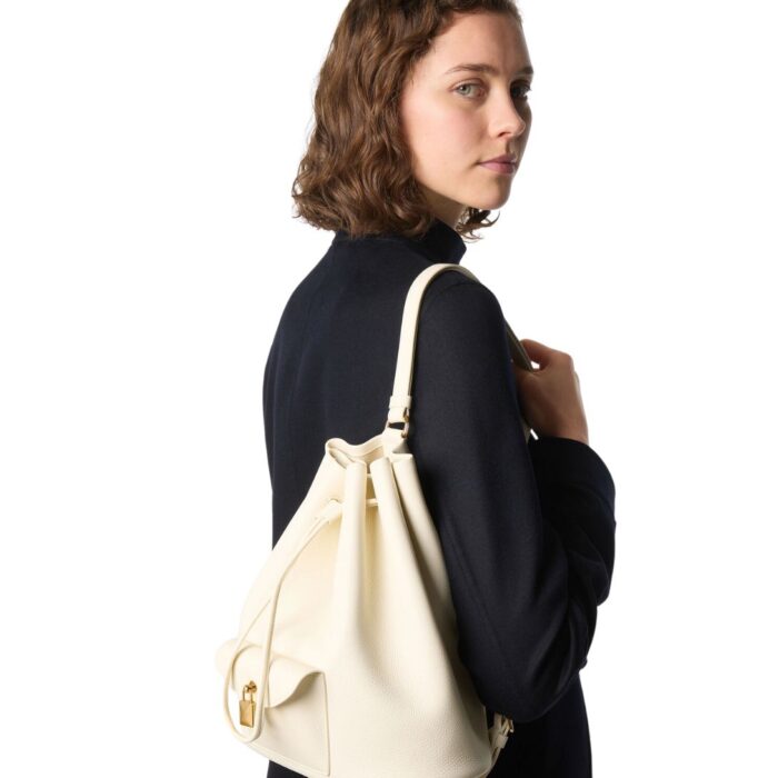 LORO PIANA EXTRA DRAWSTRING BACKPACK L27 WHISPER WHITE