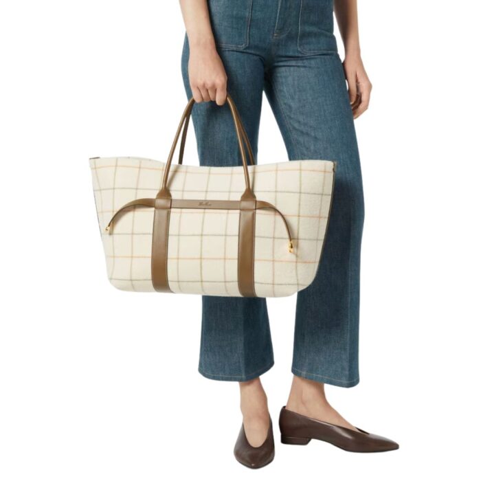 LORO PIANA LARGE GHIERA SHOPPER TARTAN