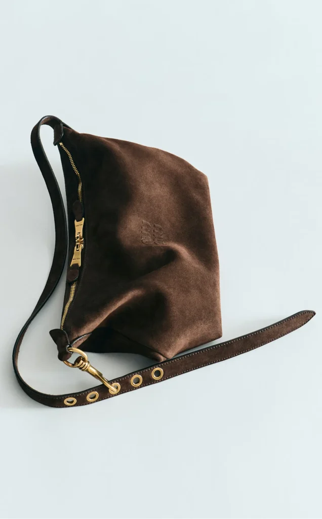 Authentic Miu Miu bags — Wander matelassé top-handle in caramel, Arcadie vitello leather mini bag in black and Aventure nappa soft shoulder bag in dusty pink, verified originals at The Authentic Bags